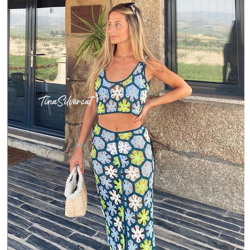 Zara Crochet Knit Top And Skirt Co-ord Set Sz S NWT - Picture 9 of 17